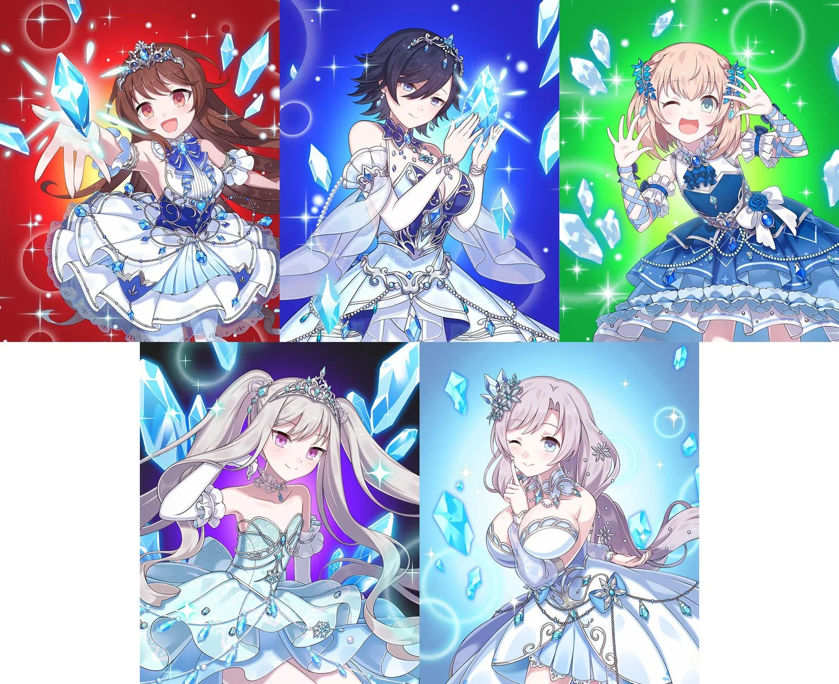 クリスマスイベントで獲得できるクリスタルドレス姿の使い魔たち