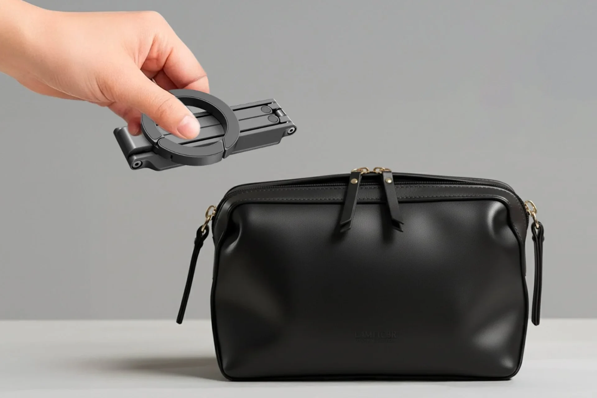 コンパクトに折りたたんでバッグに入れるMaGdget Carabiner Stand