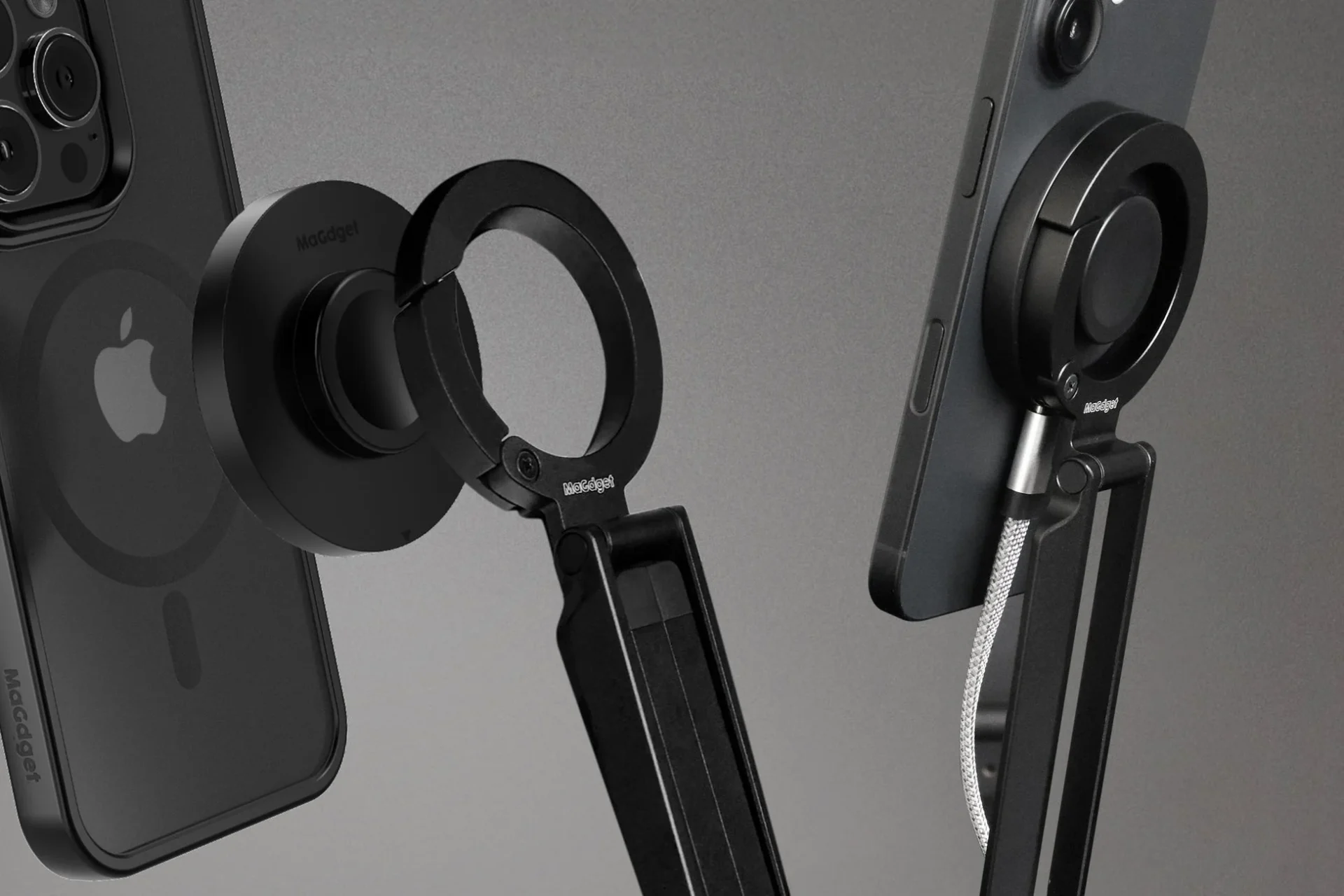 MaGdget Charge Ringと組み合わせて充電スタンドとして使用する様子