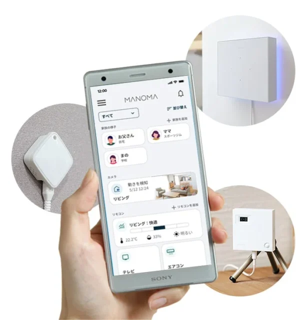 MANOMAアプリで操作されるスマートホームデバイスのイメージ