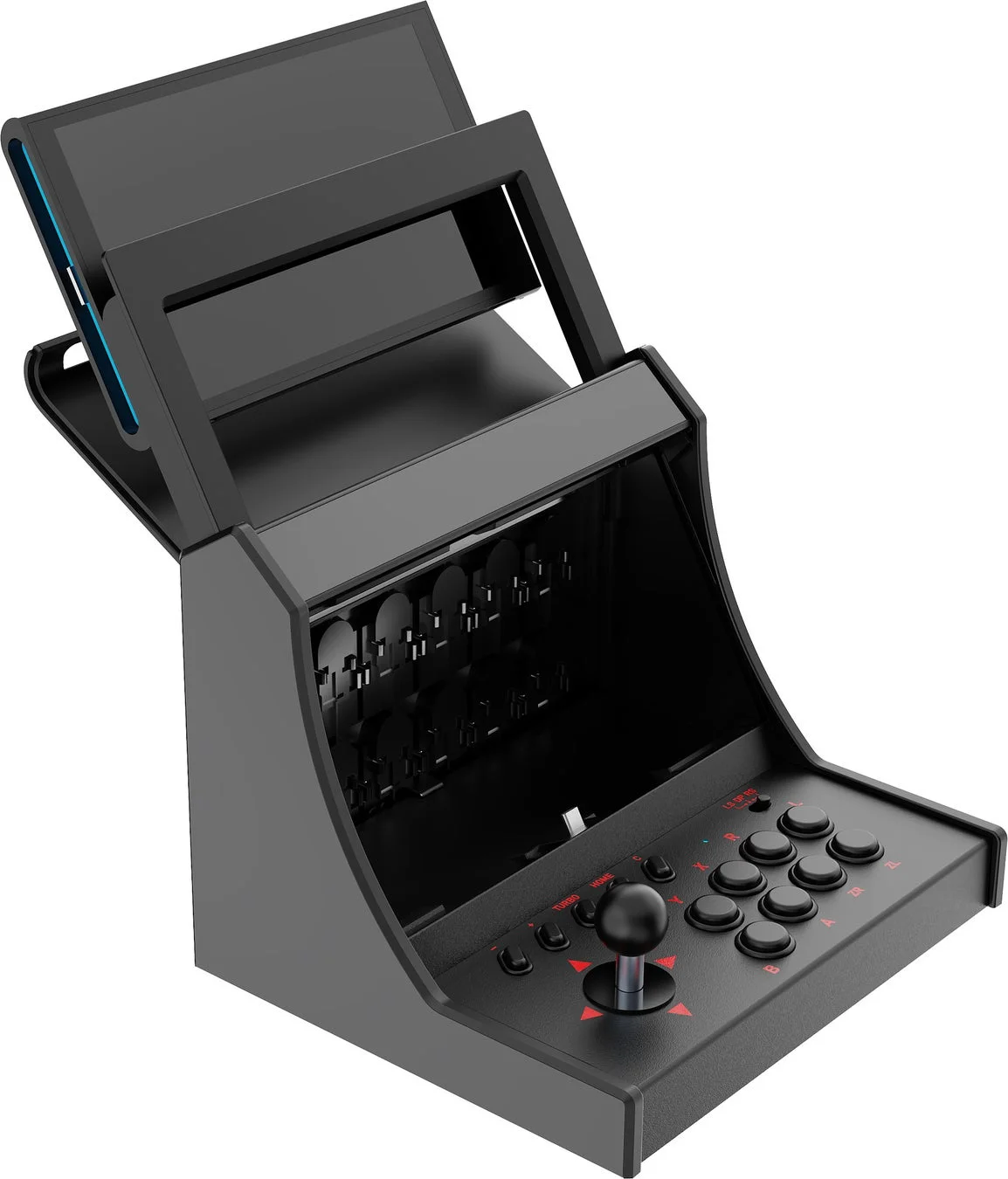 Nintendo Switch本体がセットされたレトロアーケードドック