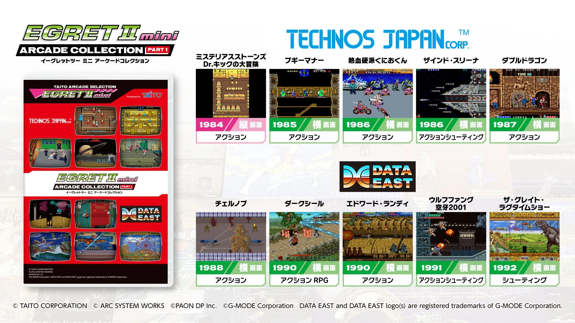 イーグレットツー ミニ アーケードコレクションPART1収録タイトル一覧