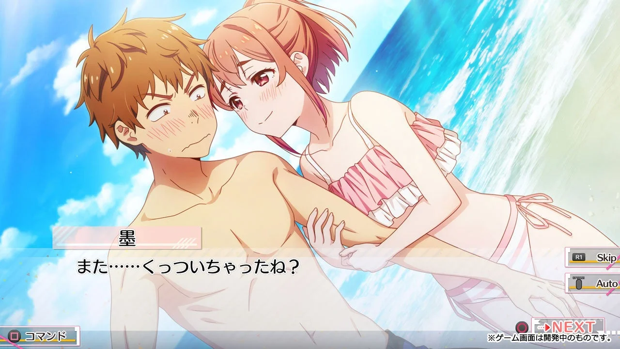彼女、お借りします ～水平線と水着の彼女～ のゲーム画面。桜沢墨と主人公。
