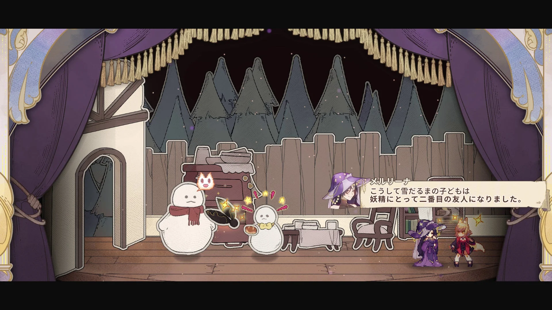 キャラクター同士の会話イベントシーン。物語が進行する様子