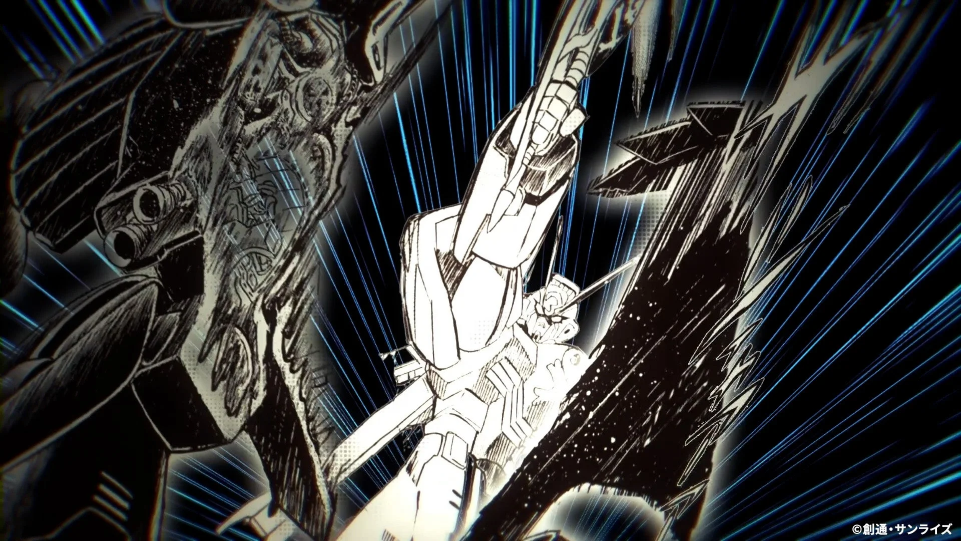 『機動戦士クロスボーン・ガンダム』の漫画コマを使用したPVの場面