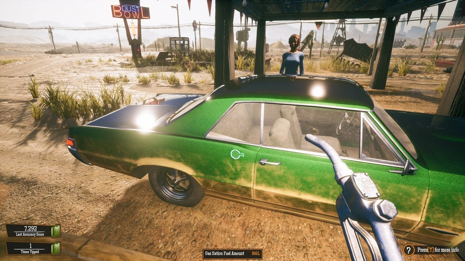 車に給油するゲームプレイ画面