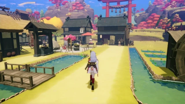 『龍の国 ルーンファクトリー』復興が進んだ里の全景ゲーム画面