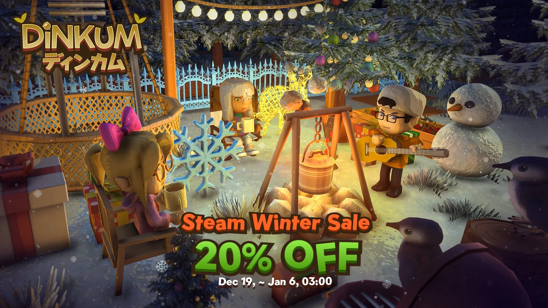 『Dinkum』Steam ウィンターセール2025に参加！　本体20%オフ、ホロライブVTuberによるクリスマス配信も決定