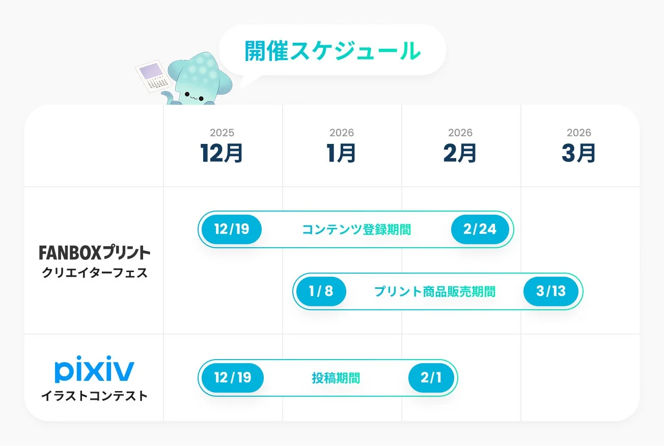 FANBOXプリントクリエイターフェスとイラストコンテストの開催スケジュール