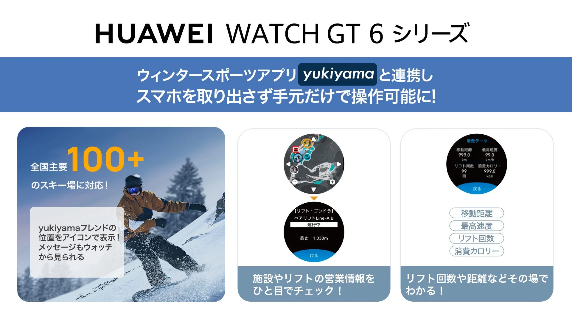 スマートウォッチで雪山完結！　『HUAWEI WATCH GT 6シリーズ』が業界最大級アプリ「yukiyama」をスマートウォッチで初搭載　12月19日より提供開始