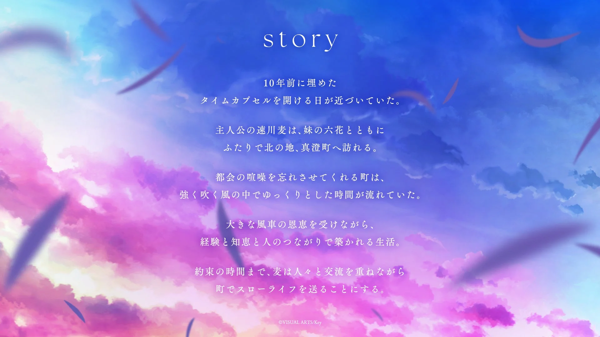 『anemoi』のあらすじが書かれたゲーム画面