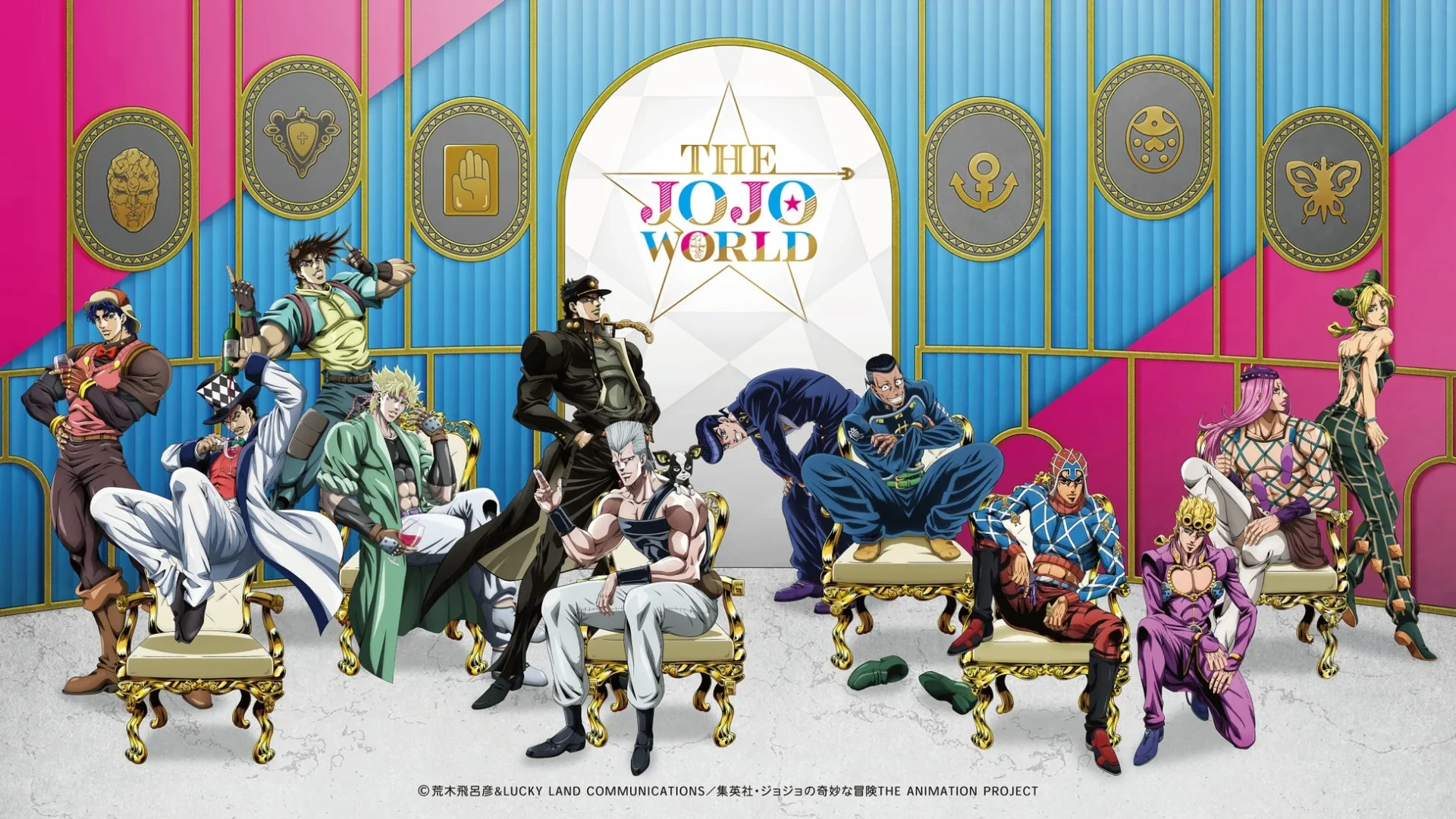 ジョジョの奇妙な冒険『THE★JOJO WORLD』第2弾描きおろしイラストのキャラクター集合ビジュアル