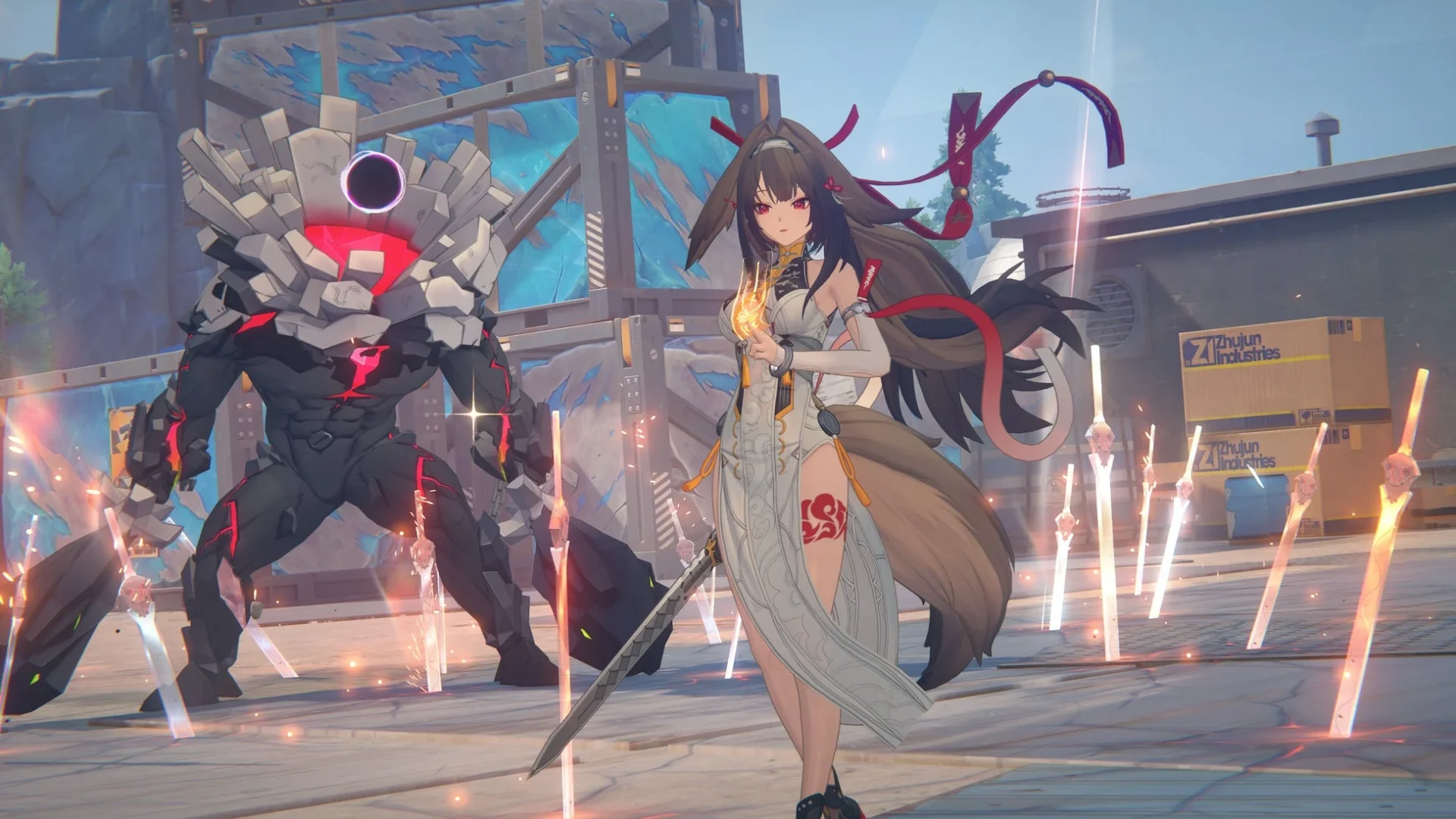 葉瞬光とボンプ・メメが敵と戦うゲーム画面