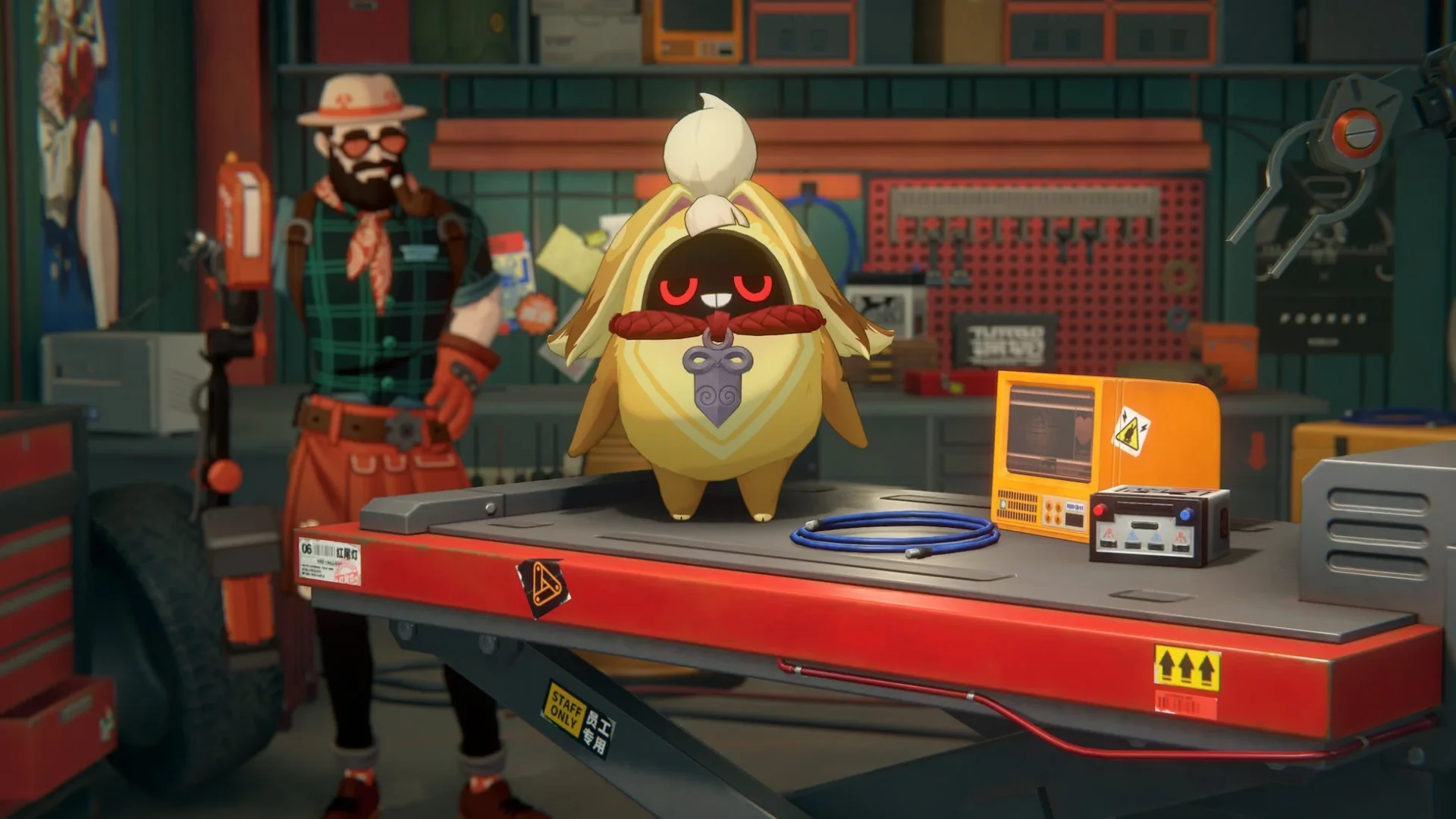 ボンプ・メメと男性キャラクターのカットシーン