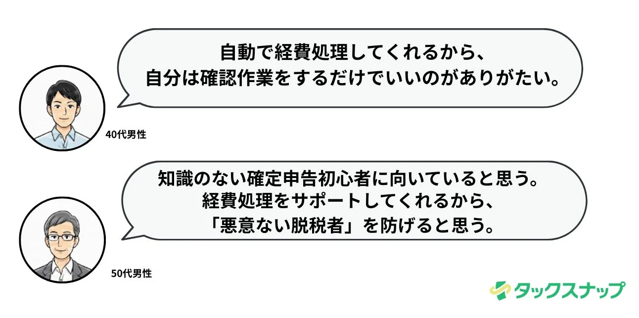 タックスナップの利用に関する調査参加者からの感想