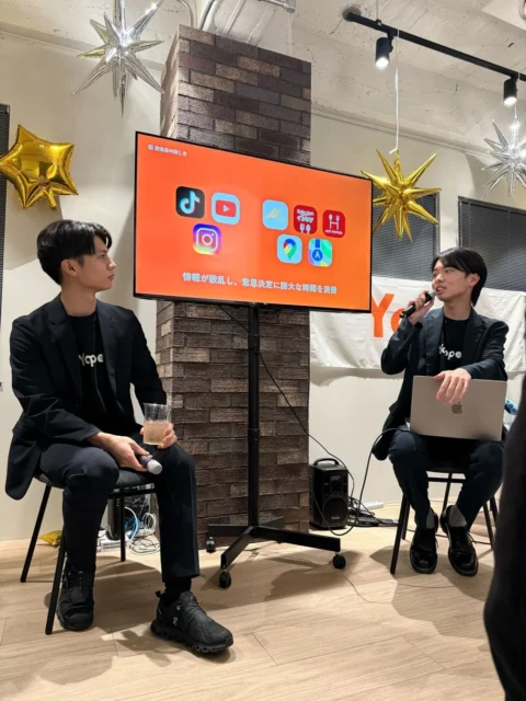 Yappe株式会社の1周年パーティーでの発表の様子