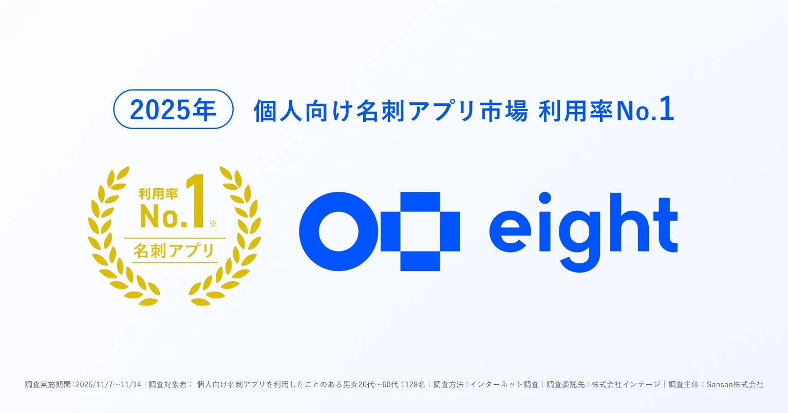 名刺アプリ「Eight」が個人向け名刺アプリ市場で3年連続利用率No.1を獲得！　ユーザー400万人を突破