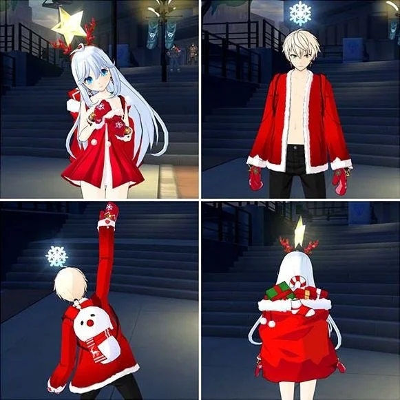 ロンリークリスマスイベントで獲得できるアバターアイテムの着用例