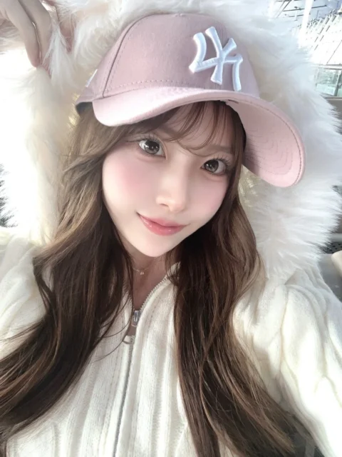 魚眼レンズエフェクトの元画像となる女性のポートレート