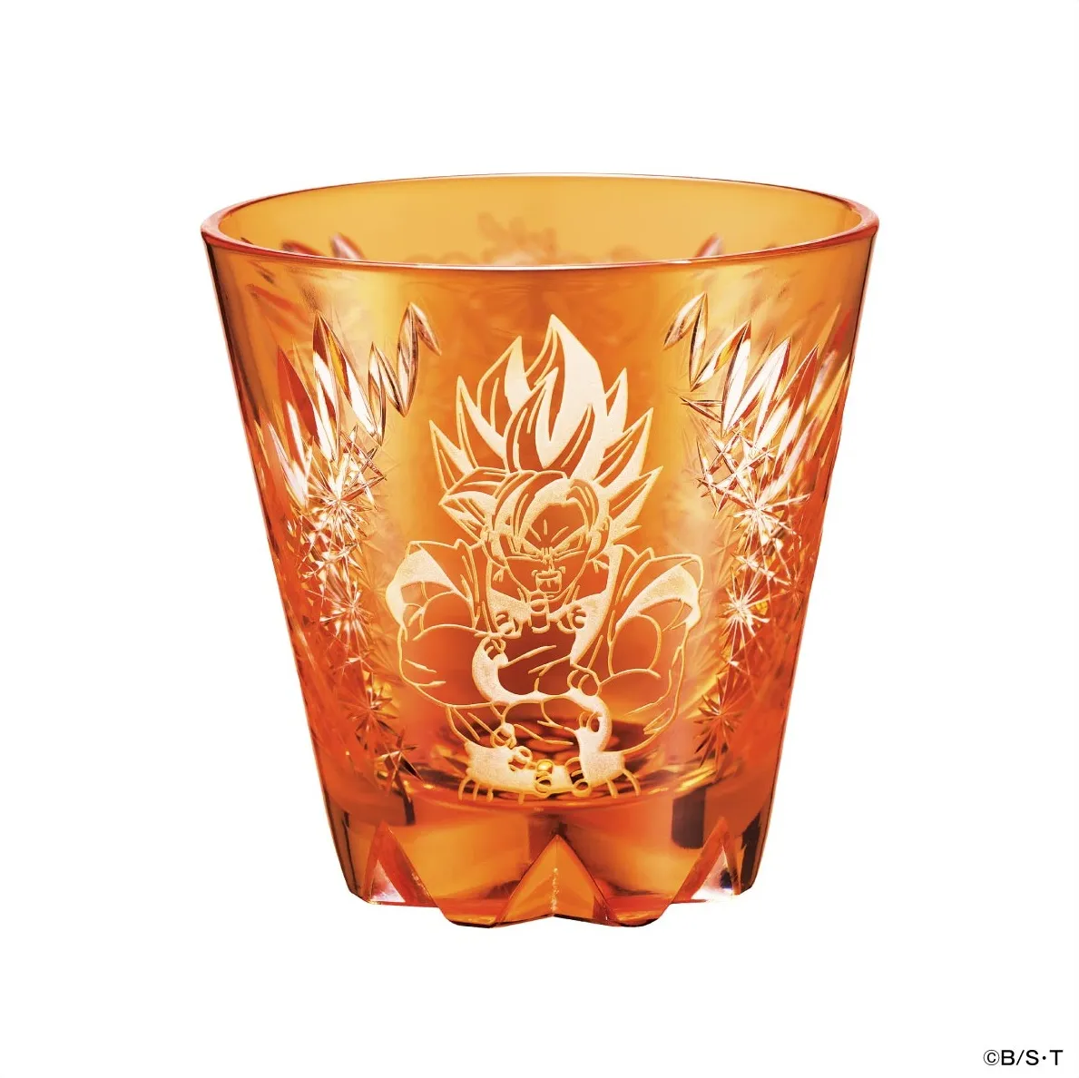 超サイヤ人孫悟空が刻まれたオレンジの江戸切子グラス