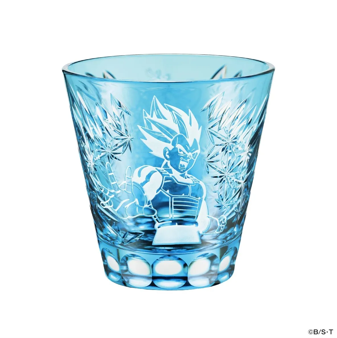 超サイヤ人ベジータが刻まれたブルーの江戸切子グラス