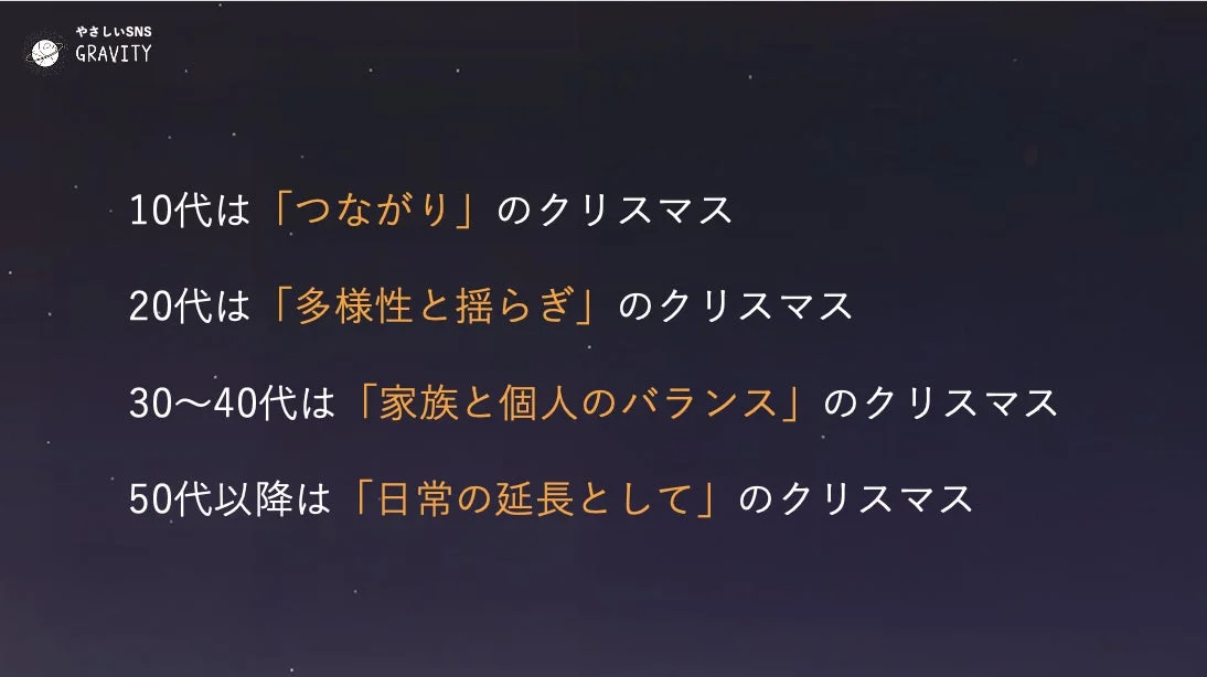 年代別に見るクリスマスの捉え方まとめ：つながり、多様性、バランス、日常の延長