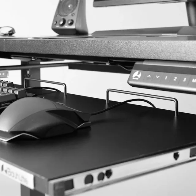 後付キーボードスライダー2の落下防止バーと配線管理の様子