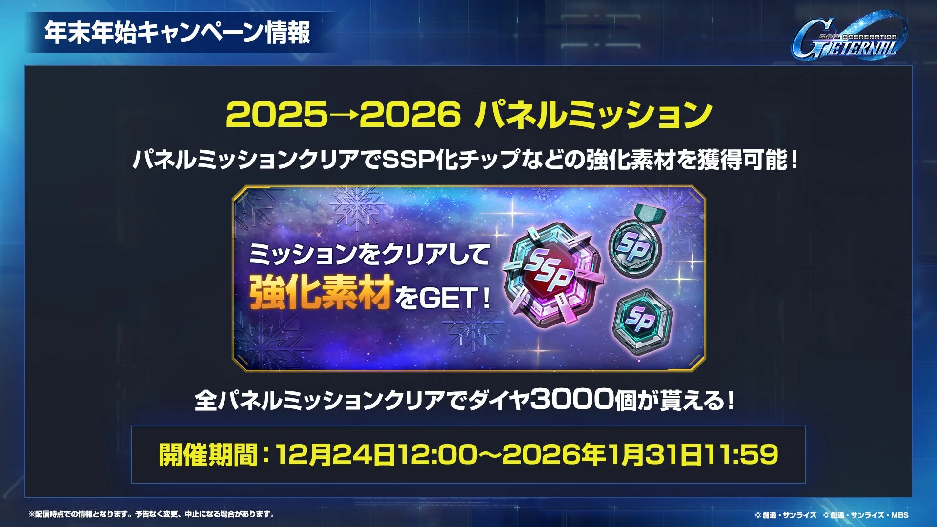 年末年始キャンペーン 2025→2026 パネルミッション
