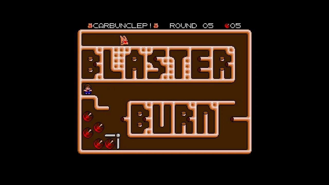 かーばんくるぴ MSX2のゲーム画面、ブラスターバーンの文字があるステージ