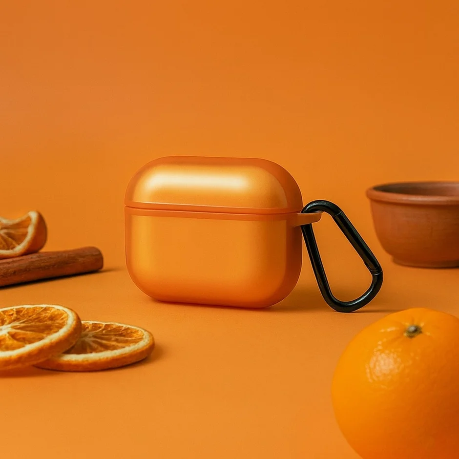 AirPods Pro 3カラーケース オレンジの鮮やかな使用例