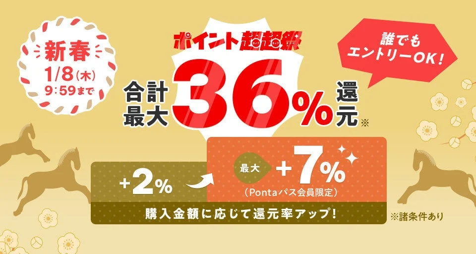 au PAY マーケットで「新春ポイント超超祭」開催！　最大46%ポイント還元、1月1日より