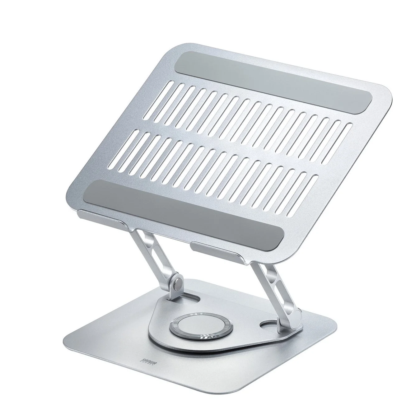 角度調整可能なノートパソコンスタンドの正面斜めからの外観