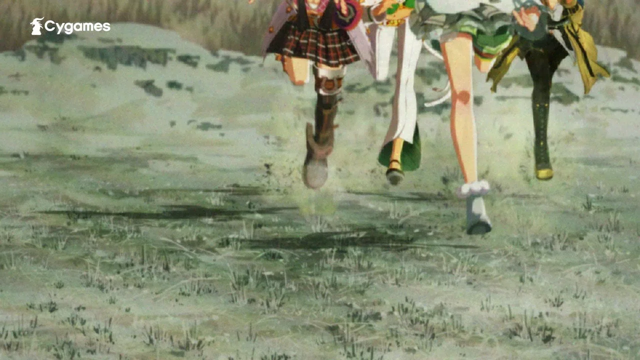 風来坊ウマ娘たちが砂浜を駆け抜ける足元のCMシーン