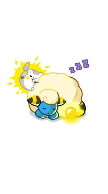 トゲデマルがメリープのほっぺにすりすりするアニメーション