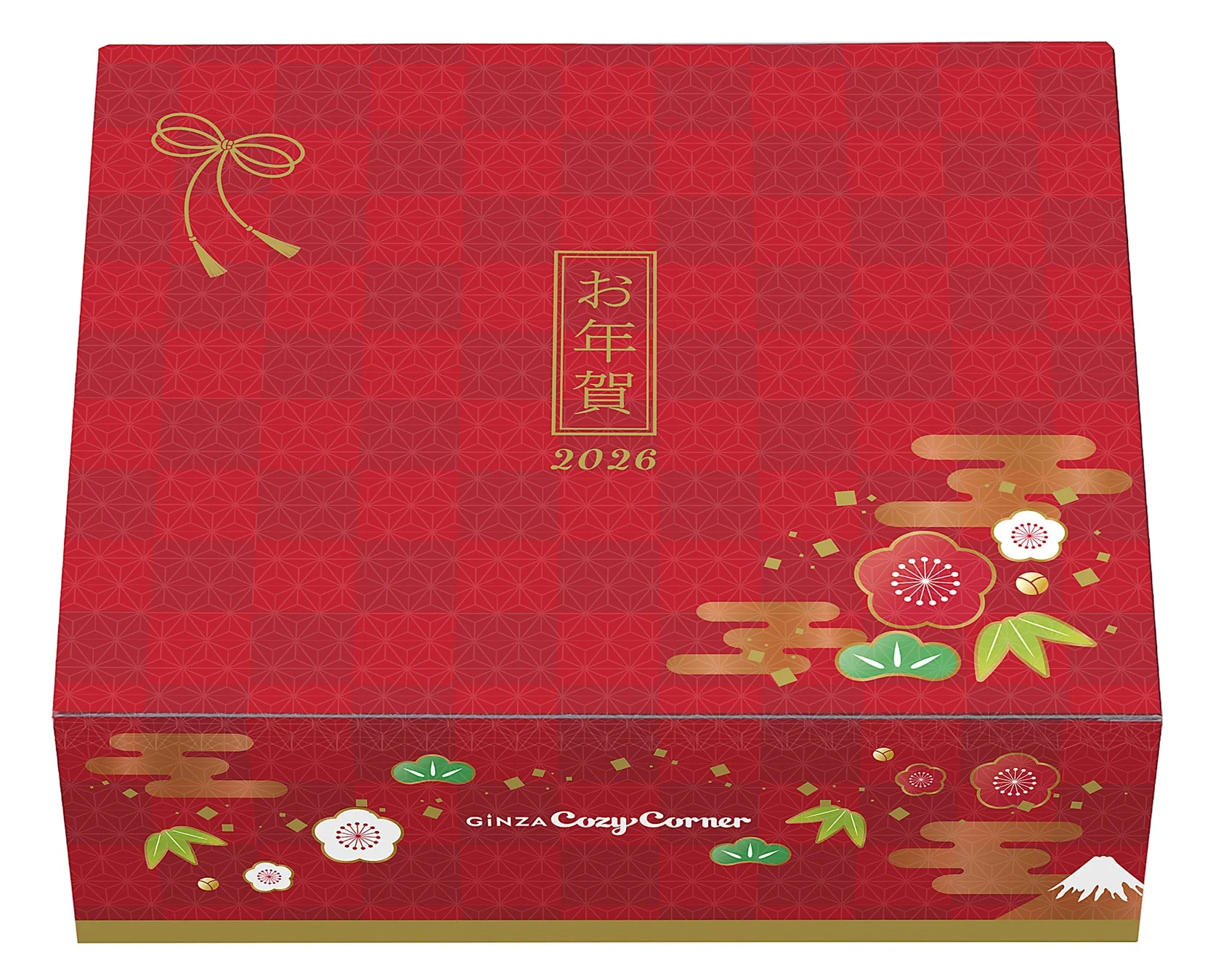 銀座コージーコーナーのロゴが入ったスイーツおせち12個入専用ボックス