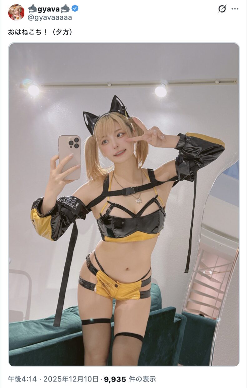 セクシー猫耳コーデ炸裂！　gyava、黒×黄色の大胆衣装で魅力全開