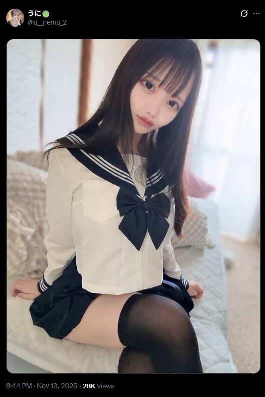 清楚すぎるセーラー服姿！　うに、王道制服コスプレで青春感あふれる美少女を完全再現