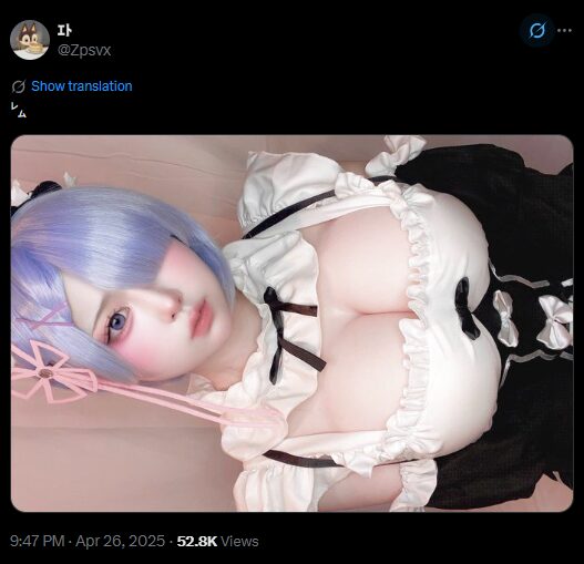 透明感あふれる美しさ！　ｴﾄ、『Re:ゼロから始める異世界生活』レムの純白メイド服で完璧再現