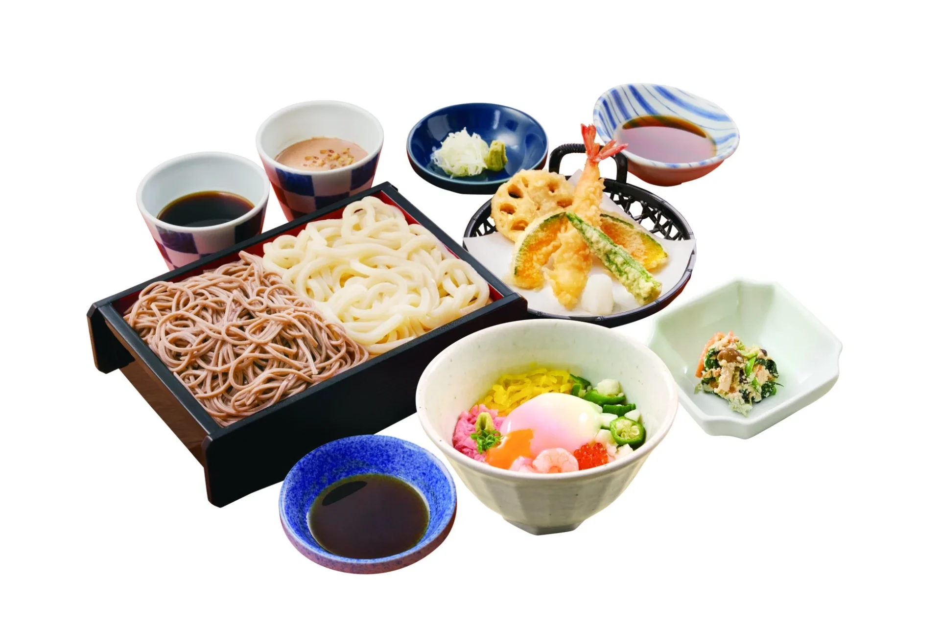 夢庵御膳の小うまか丼とそば、天ぷらのセット