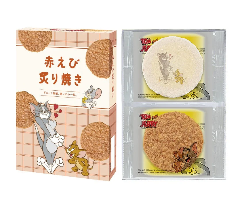 赤えび炙り焼き(トムとジェリー)のパッケージとプリントえびせんべい