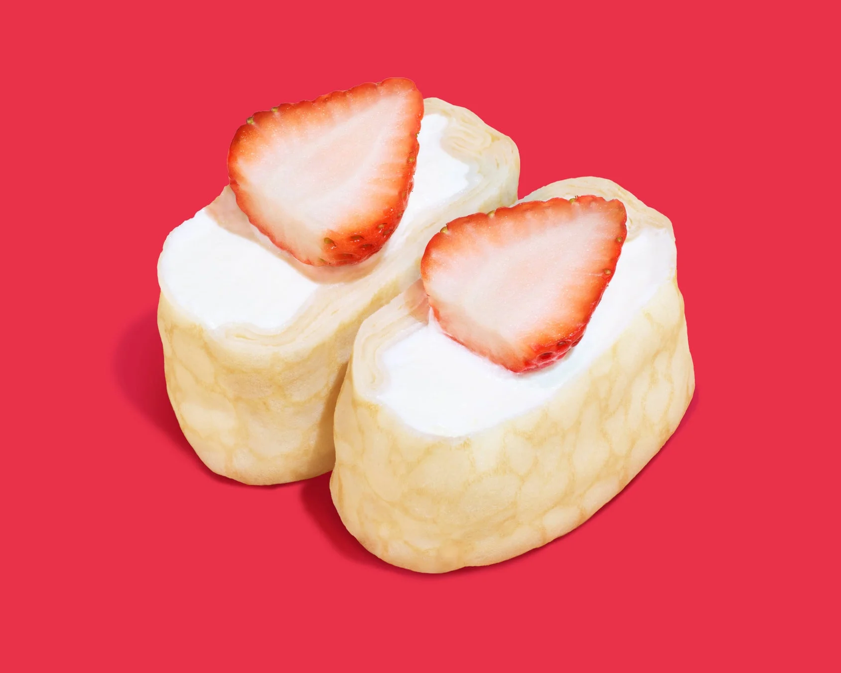 いちごがトッピングされたもちっと食感のいちごクレープ