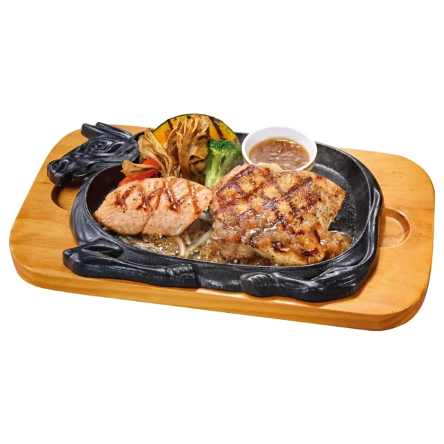 サーモングリルとグリルチキン200gの組み合わせ