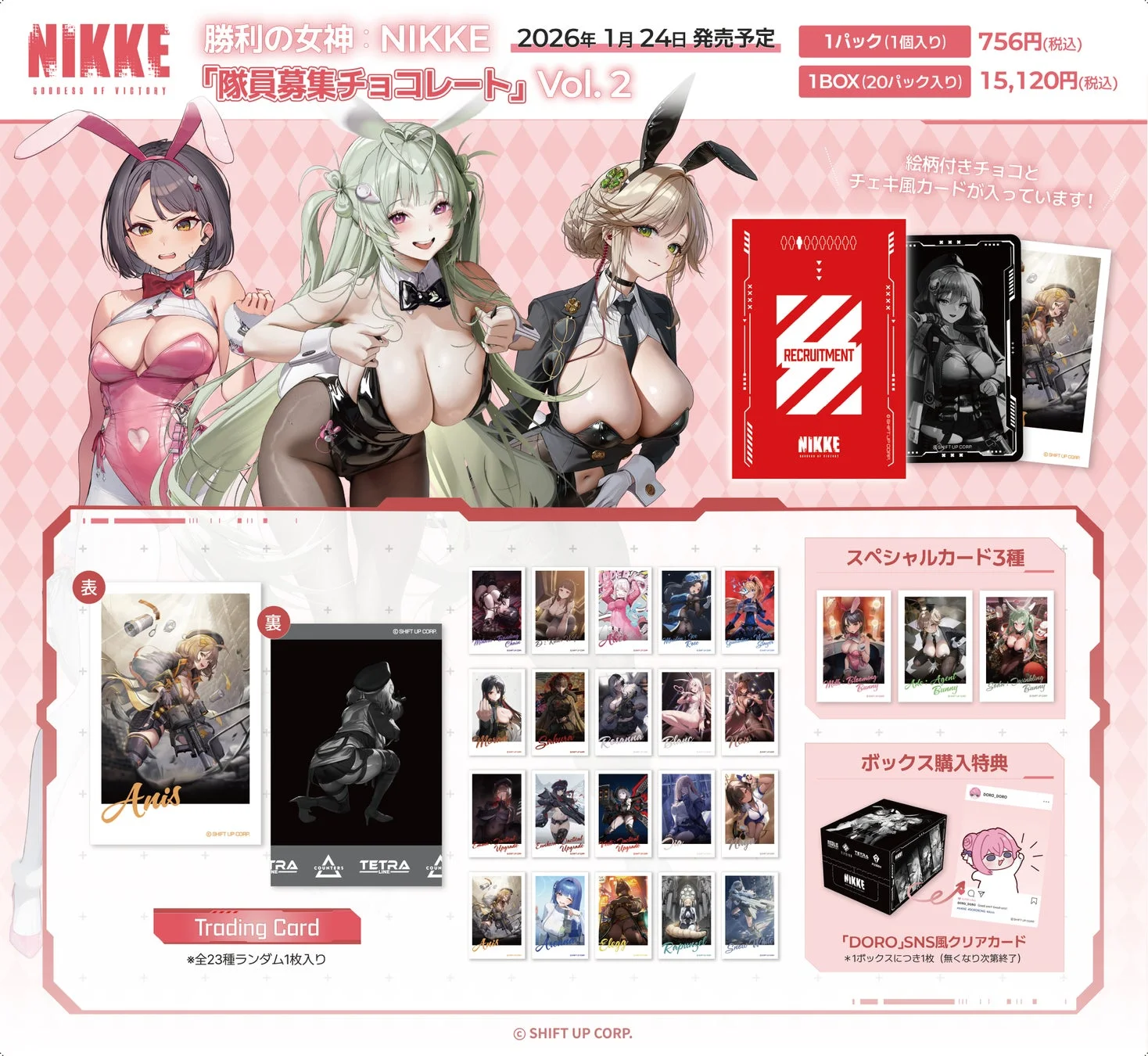 勝利の女神NIKKE デザインチョコレート第2弾の全体像と特典