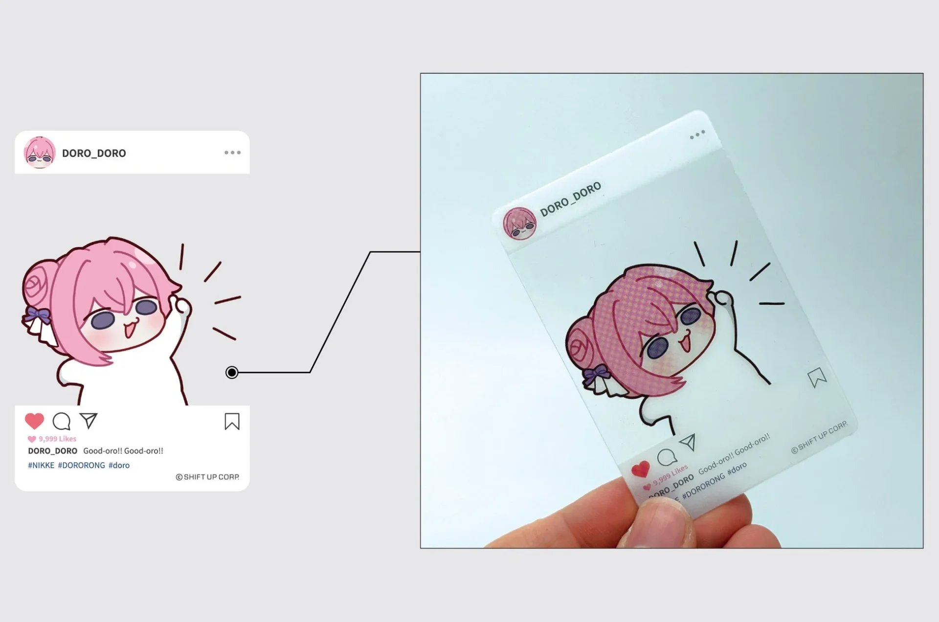 ボックス購入特典のSNS風クリアカード『DORO』
