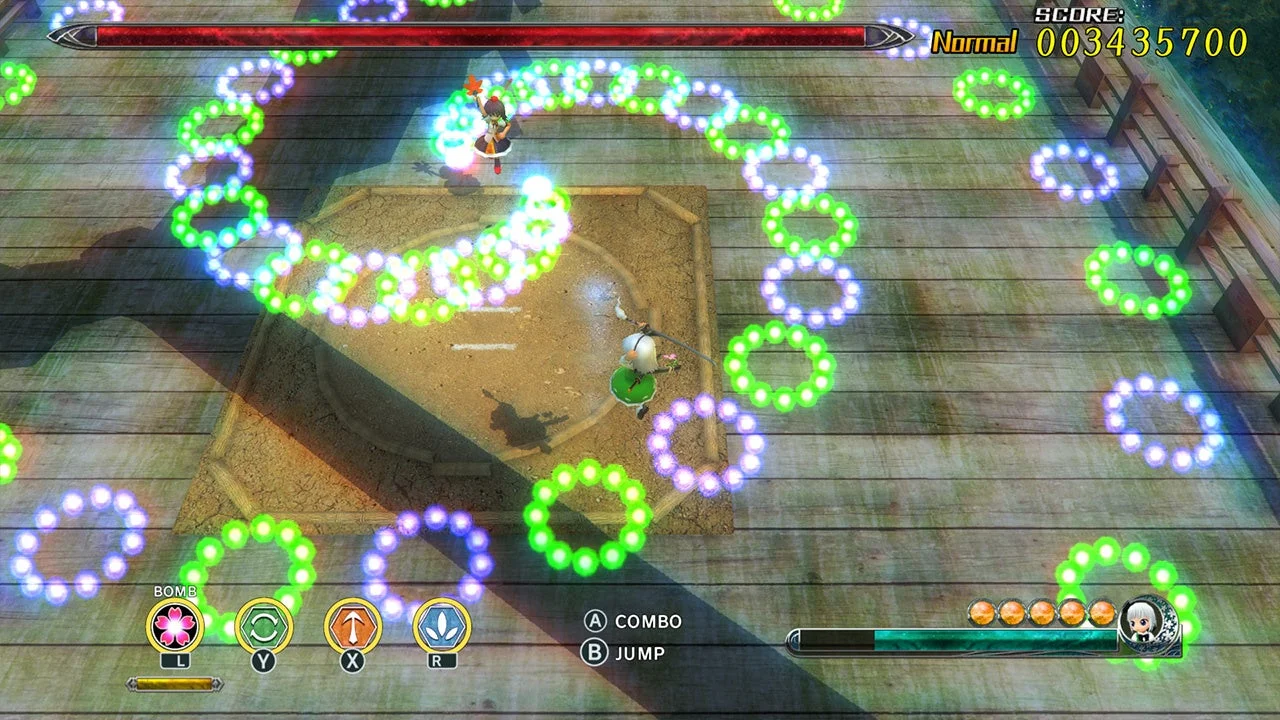 『妖々剣戟夢想』リマスター版の弾幕アクションゲームプレイ画面