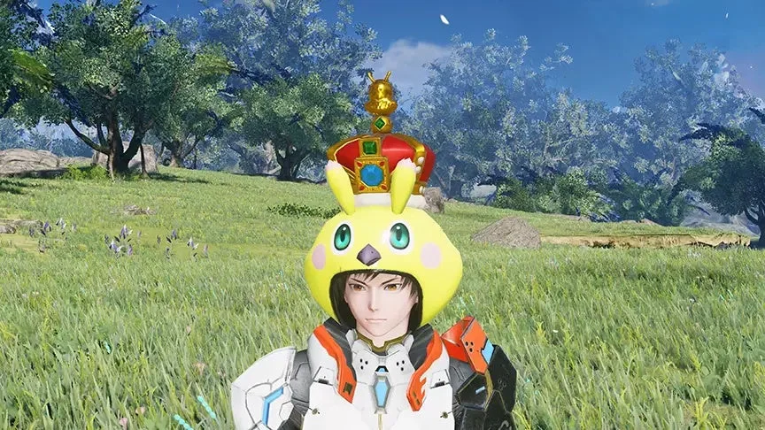 エンペ・ラッピーヘルメットを着用したキャラクター