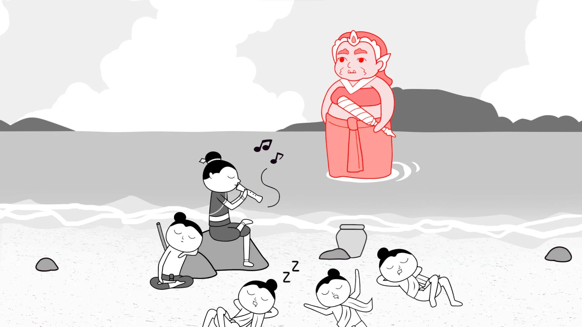 タイの文化を題材にした「みんなで空気読み。」のゲームプレイ画面