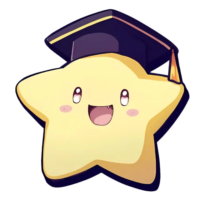 学帽をかぶったStudyStartの星型キャラクター