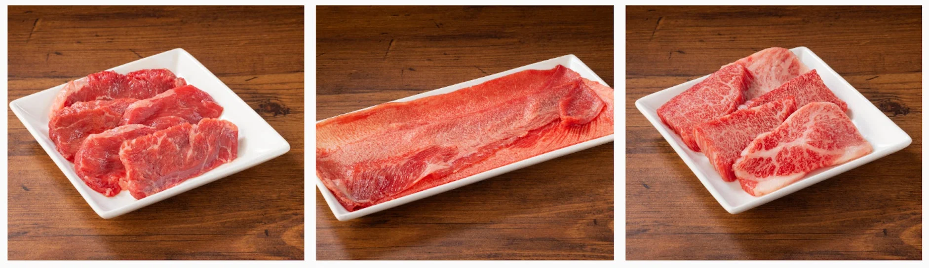 追加キャンペーン対象のうす切りカルビ、大判牛タン、和牛カルビの肉