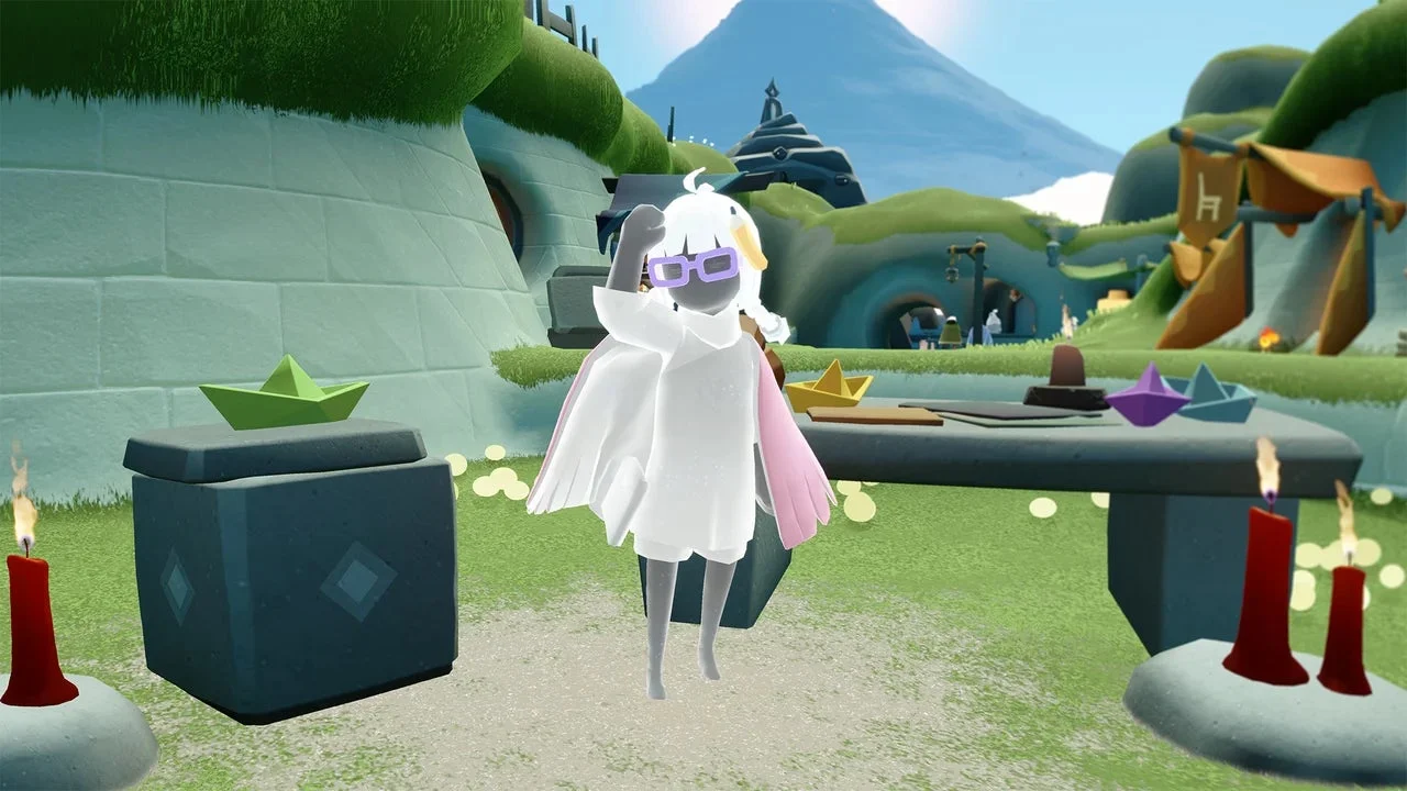 イベントエリアでメッセージボードを設置するキャラクター